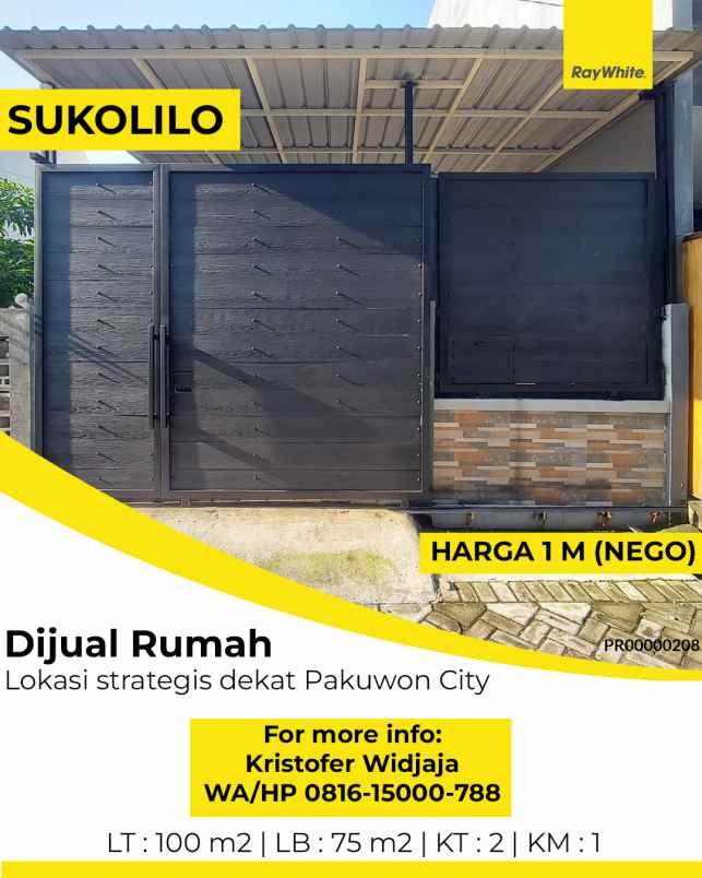 dijual rumah graha sukolilo regency
