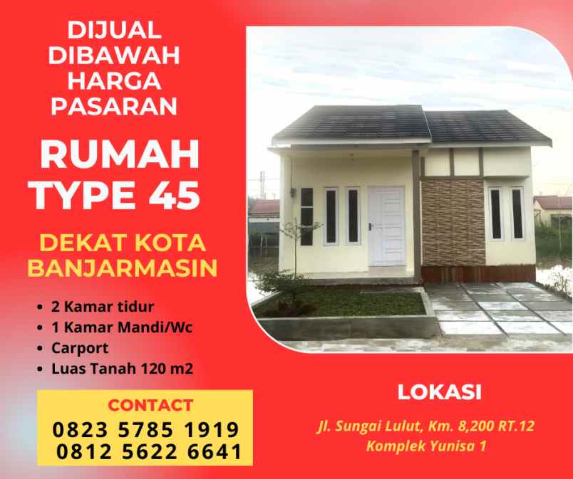 dijual rumah jl martapura lama km 8 200