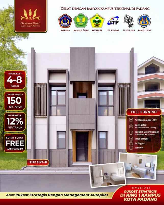dijual rumah kos super strategis jantung kota padang