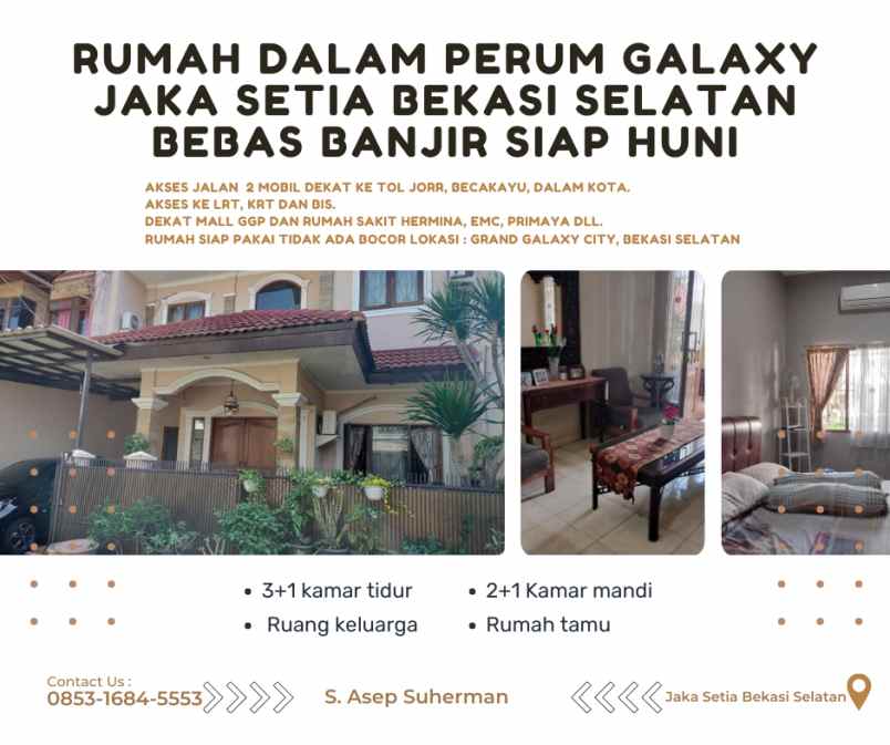 dijual rumah perum galaxy jaka setia