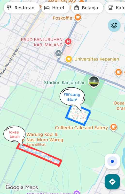 dijual sawah produktif kepanjen malang jawa timur