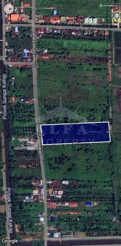 dijual tanah jalan raya sungai kakap
