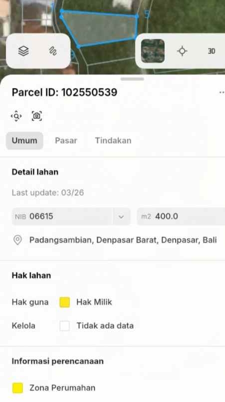 dijual tanah jl buana raya buana mekar