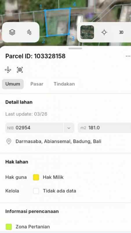 dijual tanah jl pura sari