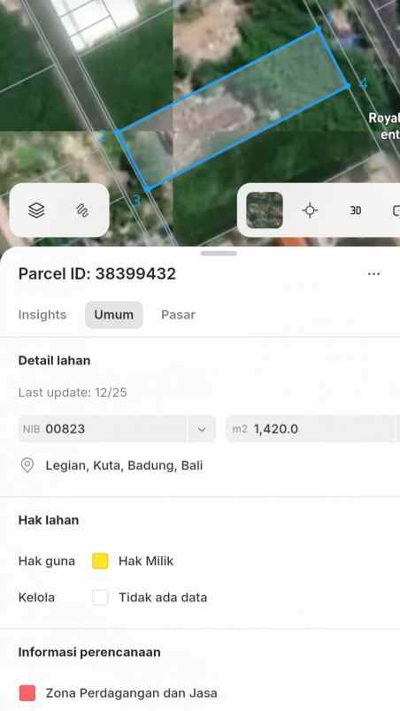 dijual tanah legian sunsetroad