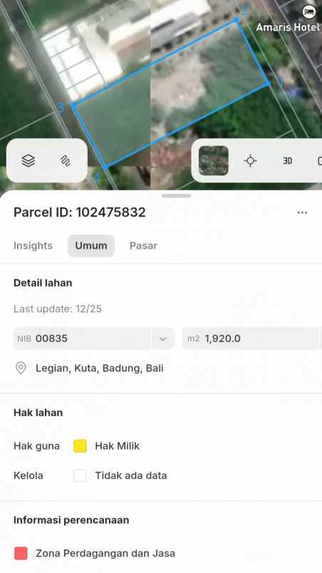 dijual tanah legian sunsetroad