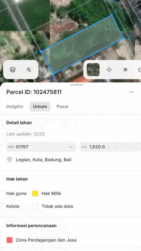 dijual tanah legian sunsetroad