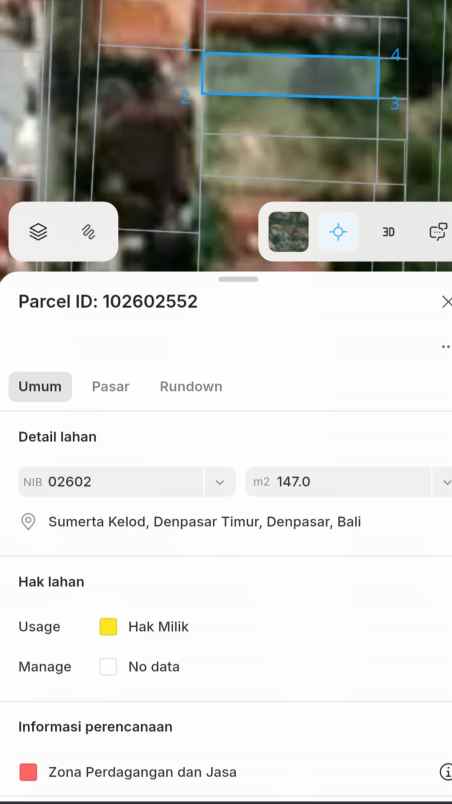 dijual tanah renon