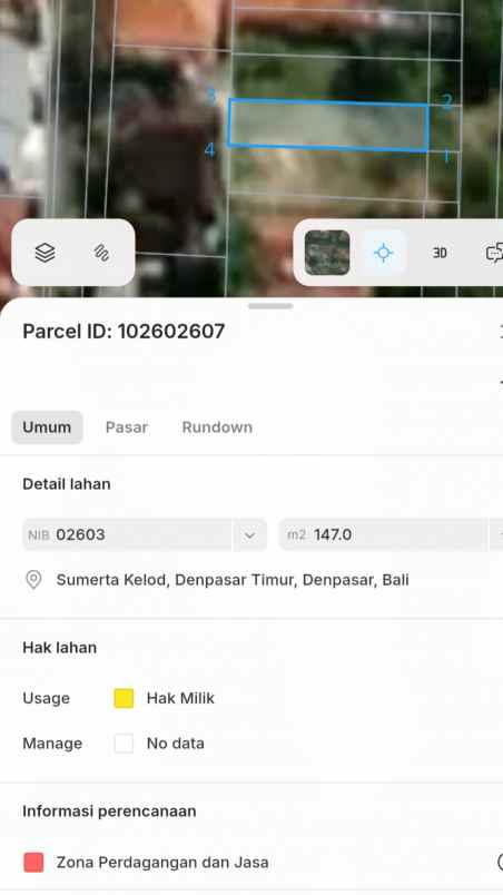 dijual tanah renon