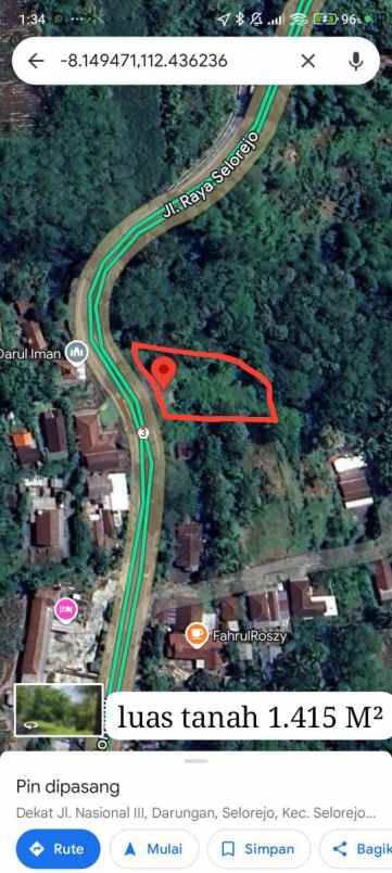 dijual tanah selorejo murah strategis