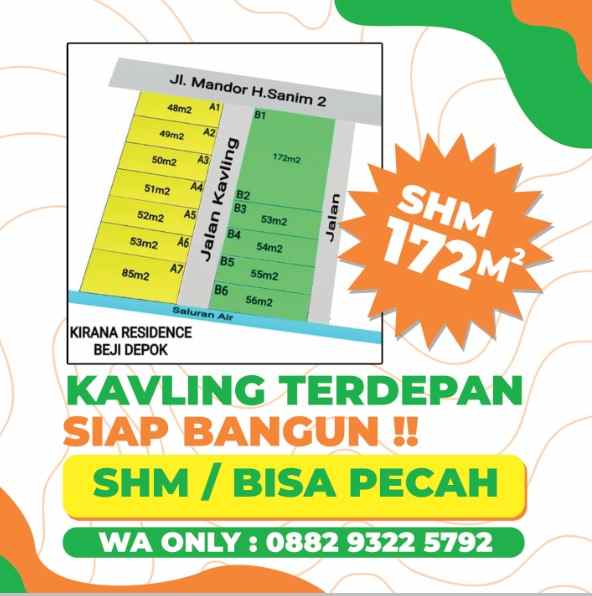 dijual tanah shm strategis 700m dari pintu tol kukusan