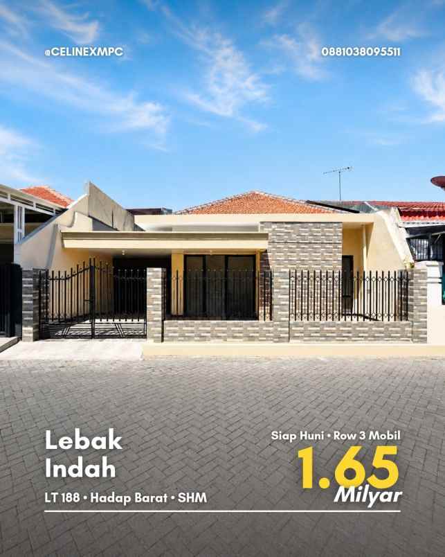 rumah lebak indah strategis siap huni row 3 mobil