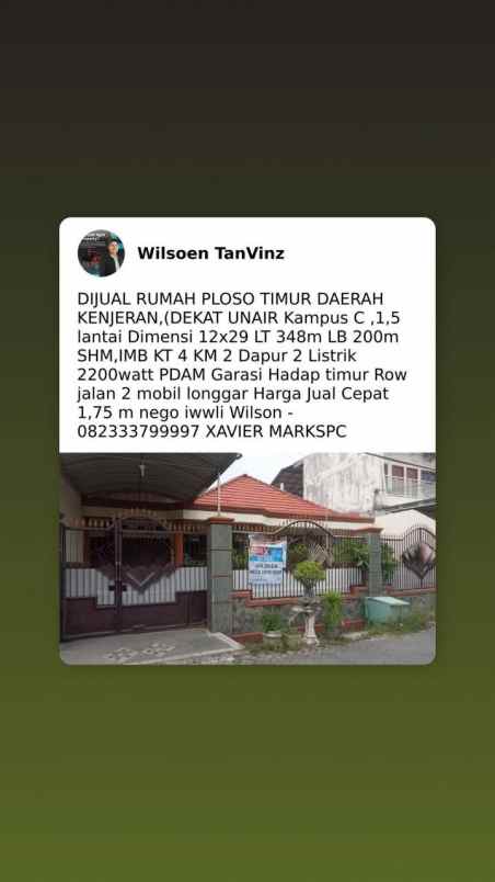 rumah ploso timur daerah kenjeran dekat unair kampus c