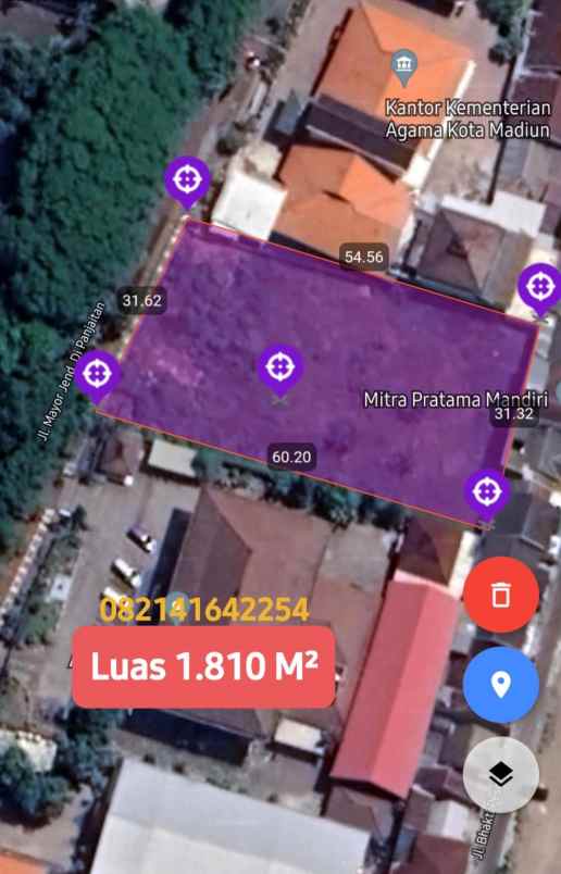 tanah jl caruban ngawi depan