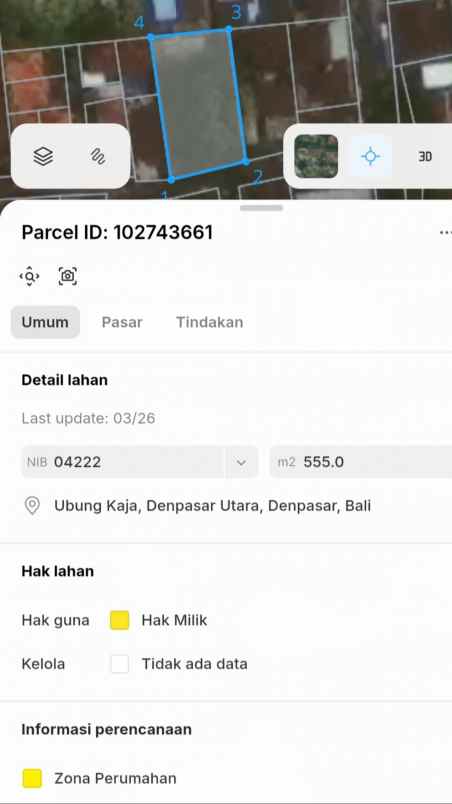 dijual 5 55 are jl kertanegara ubung kaja denpasar