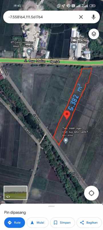 dijual cepat tanah sawah di balerejo kab madiun