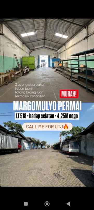 dijual gudang murah margomulyo permai
