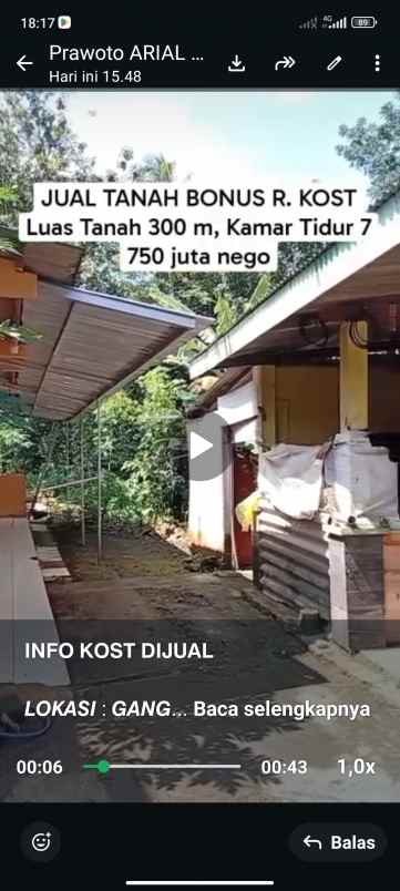 dijual kost di gang kedawung unnes semarang