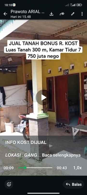 dijual kost di gang kedawung unnes semarang