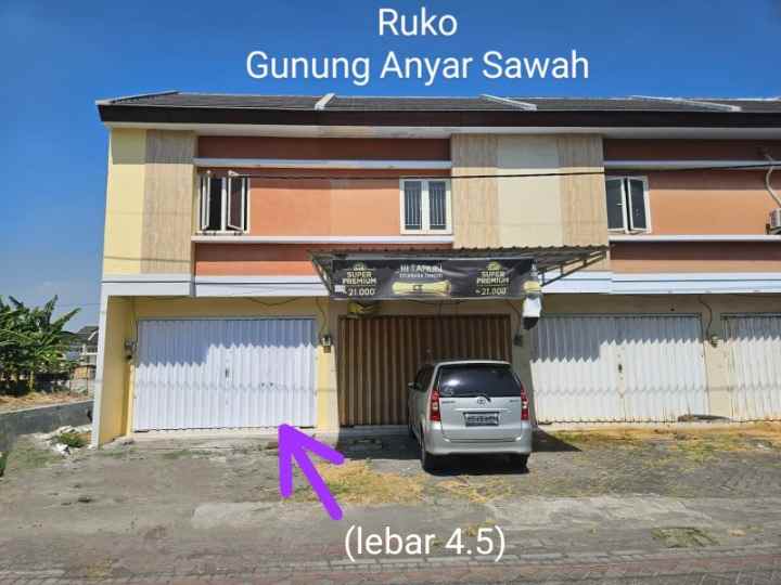 dijual ruko gudang kantor gunung anyar sawah