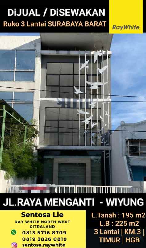 dijual ruko gudang kantor jalan raya menganti raya