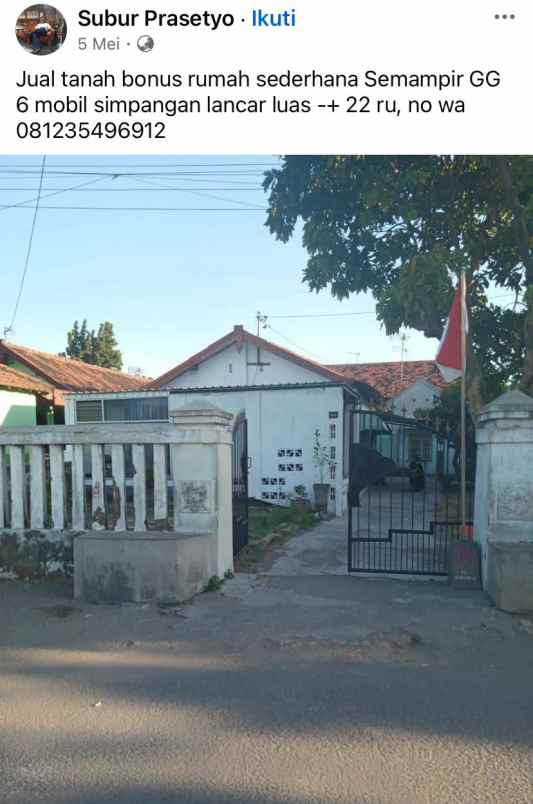 dijual rumah di semampir gg 6 kota kediri