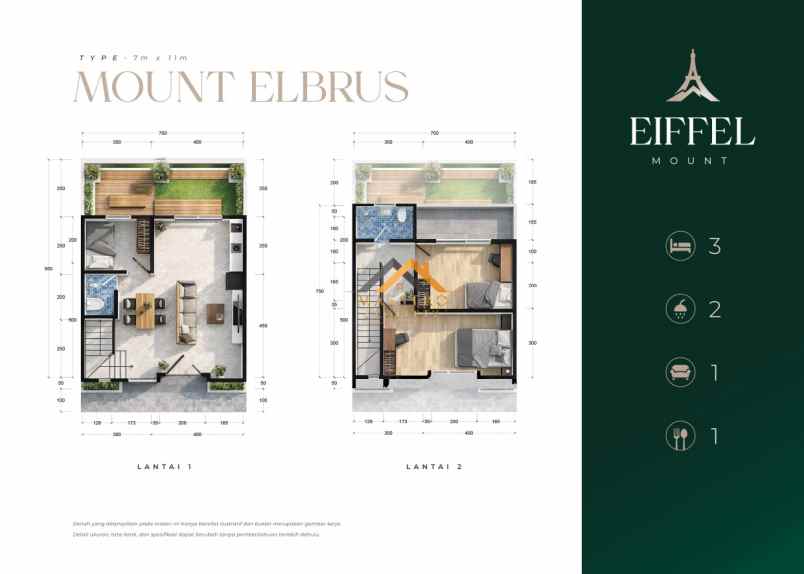 dijual rumah eiffel mount jalan kebun bunga