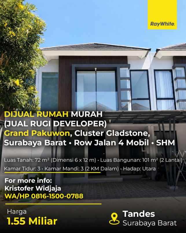 dijual rumah gladstone grand pakuwon