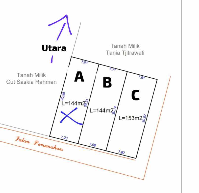 dijual rumah jl andara raya