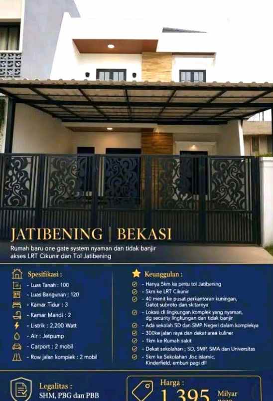dijual rumah jl jatikramat jatibening