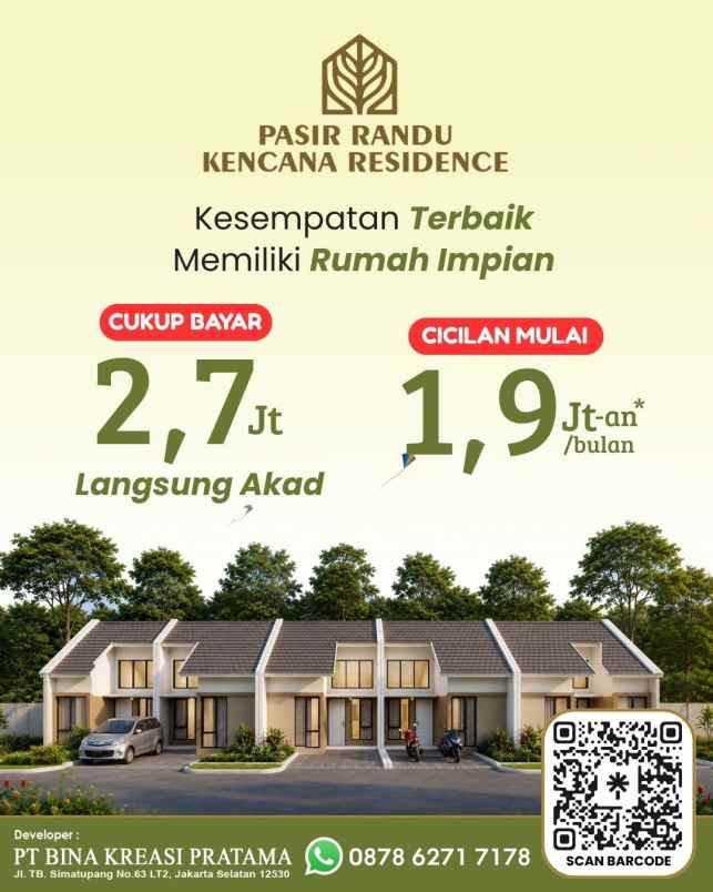 dijual rumah jl pasir randu serang baru