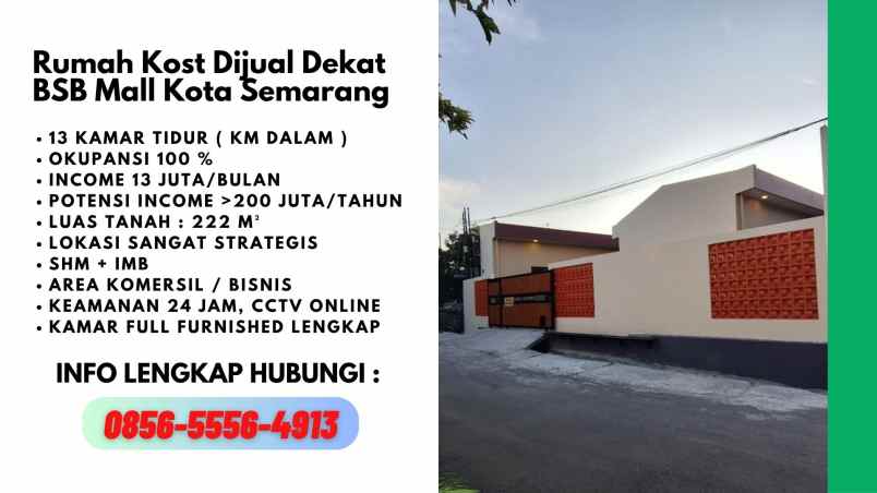 dijual rumah kost aktif di kota semarang