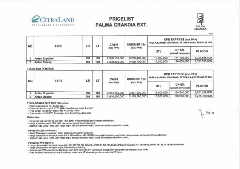 dijual rumah palma grandia