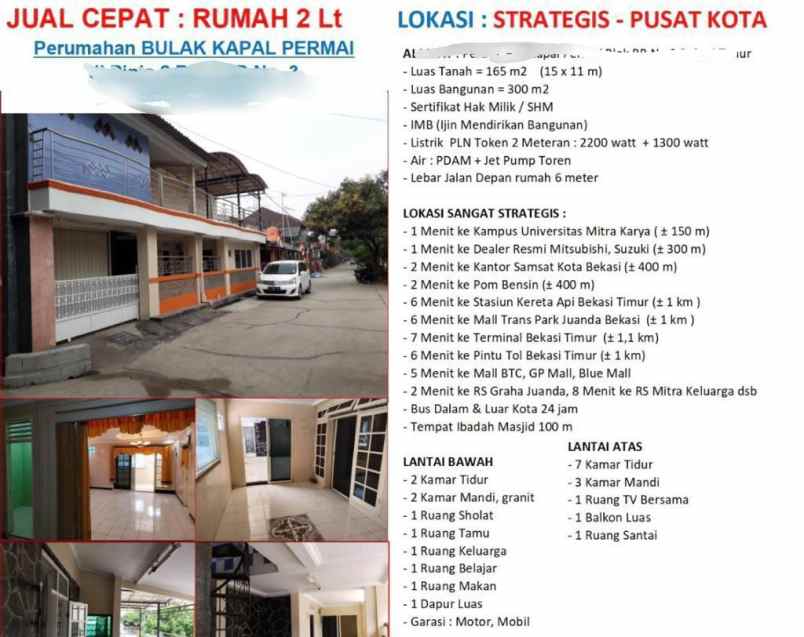 dijual rumah perum bulak kapal permai