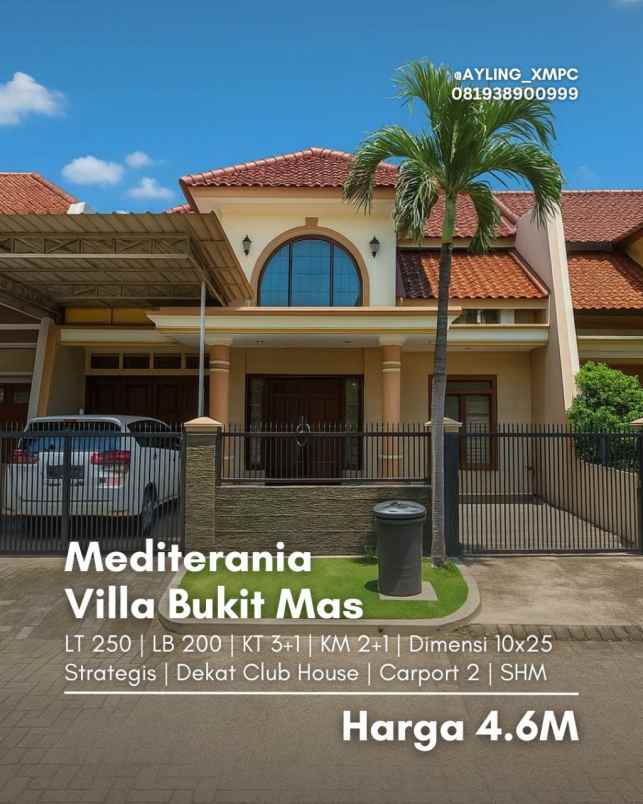 dijual rumah rumah mediterania villa