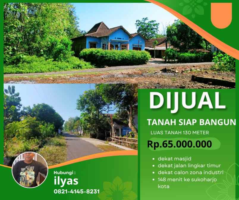 dijual tanah cuwanan bendosari sukoharjo