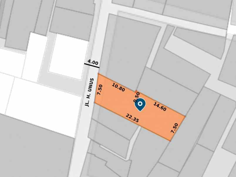 dijual tanah jl h unus rt 002 rw 001