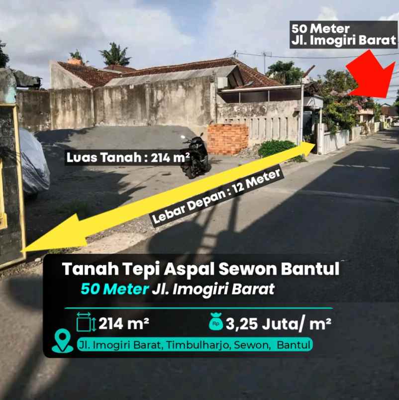 dijual tanah jl imogiri barat