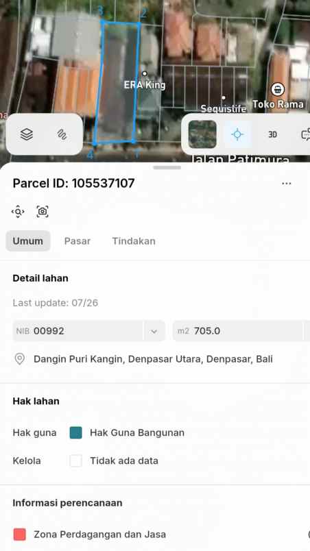 dijual tanah jln pattimura