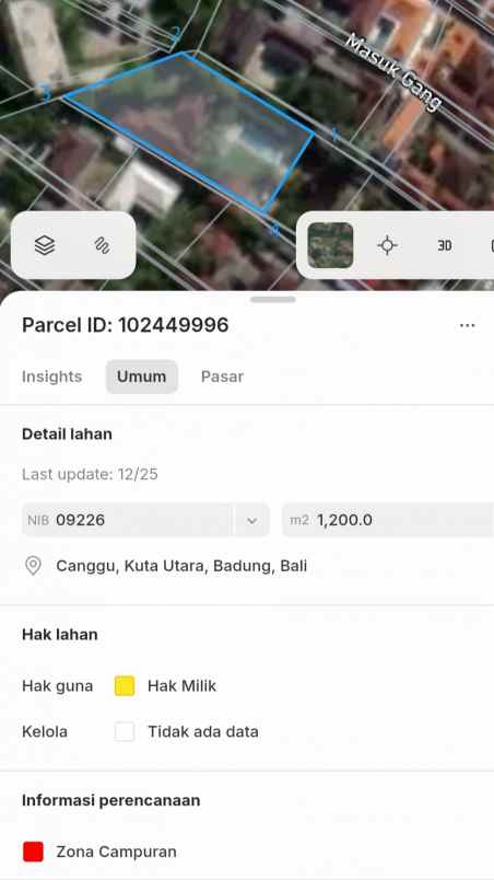 dijual tanah padang linjong
