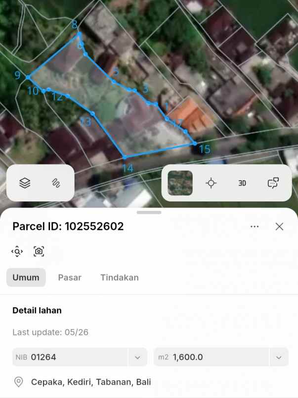 dijual tanah raya tangeb