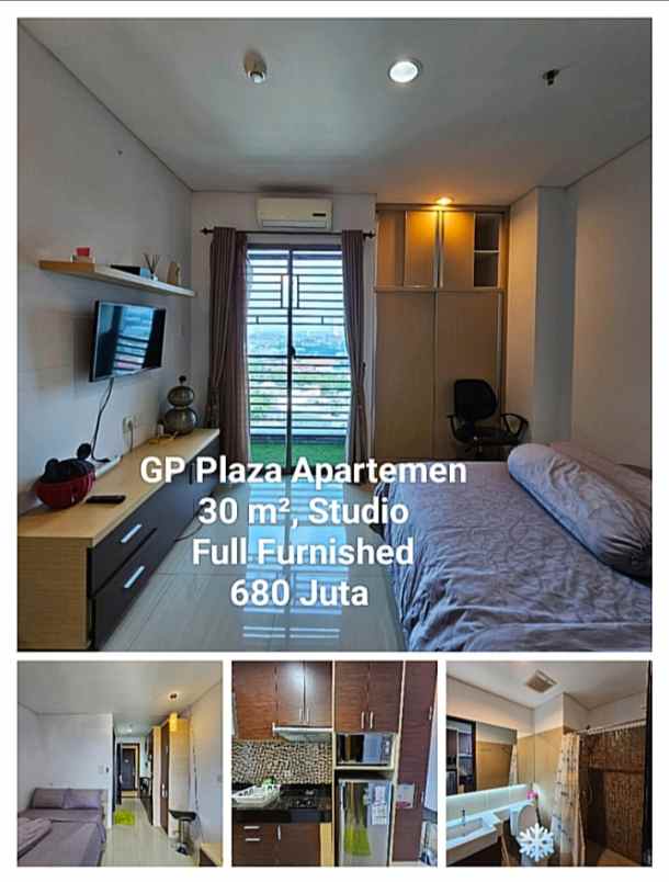gp plaza apartemen 30 m studio full furnished 680 juta