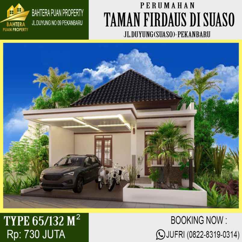 miliki rumah cluster idaman di jalan duyung pekanbaru