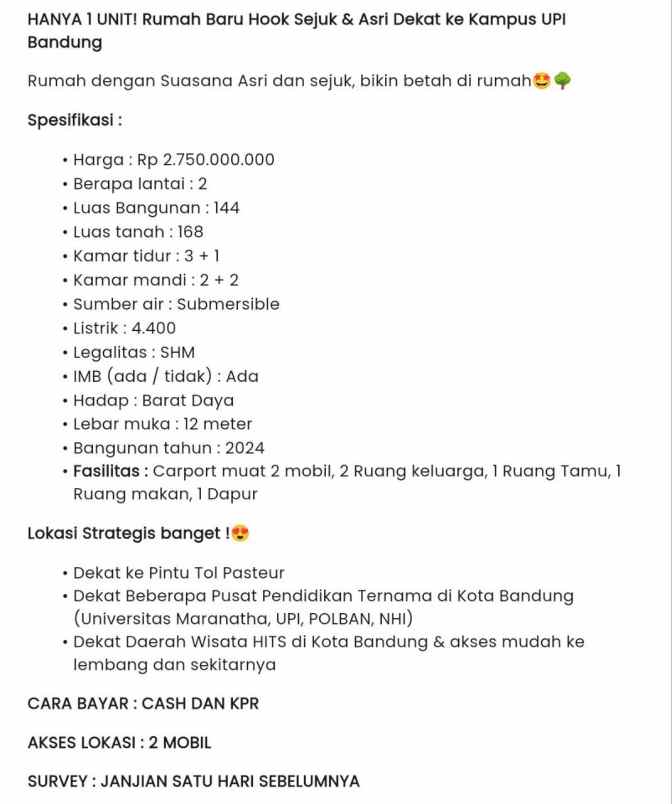 posisi hook rumah gegerkalong setiabudi bandung utara