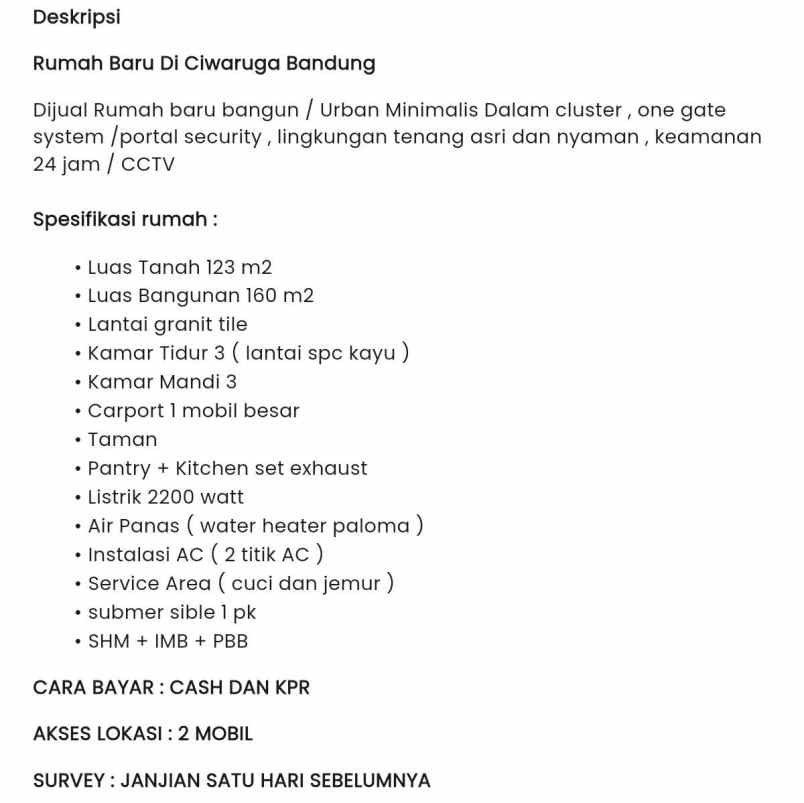 rumah ciwaruga sejuk dekat tol pasteur dan setiabudi