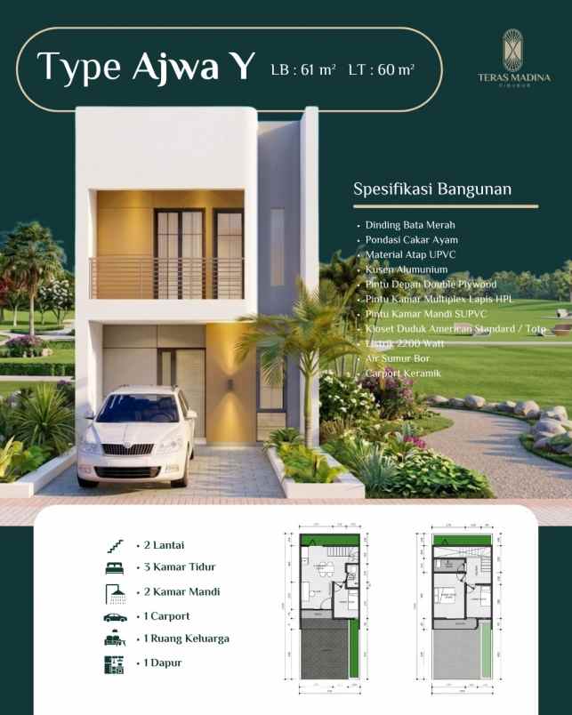 rumah dijual unit khusus teras madina cibubur