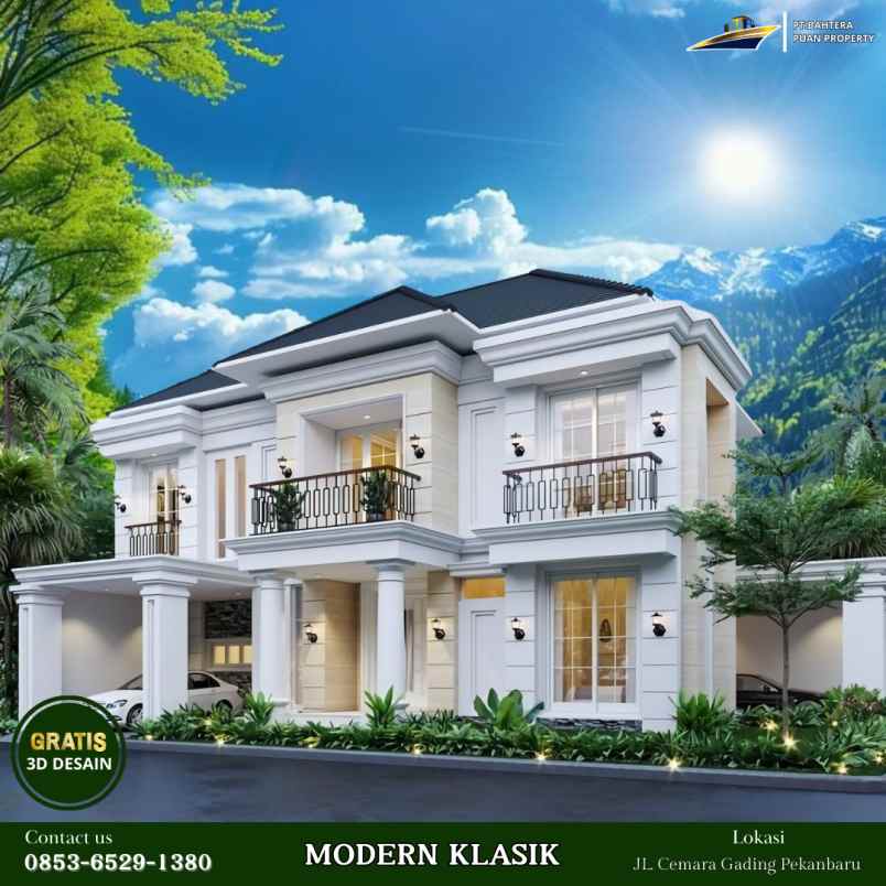 rumah mewah 2 lantai di lokasi strategis pekanbaru