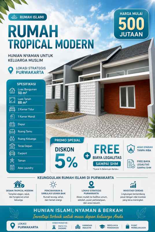 rumah tropical modern di purwakarta diskon 5