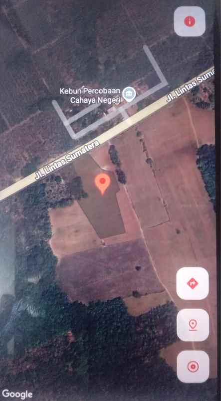 tanah desa cahaya negri tepi jalan raya propinsi