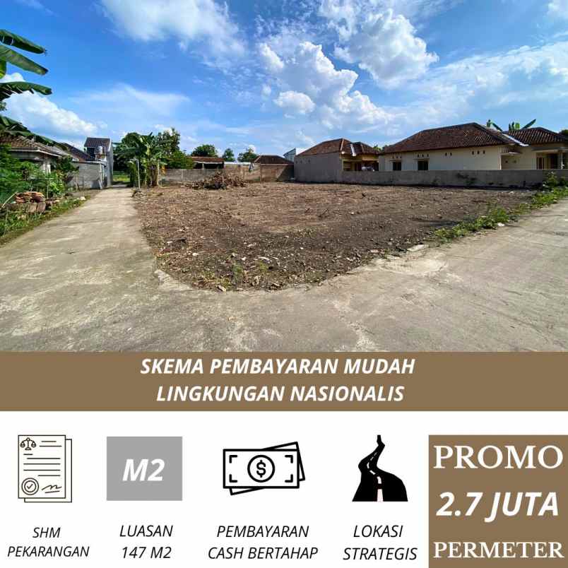 tanah strategis dekat blok o dan komplek aau berbah